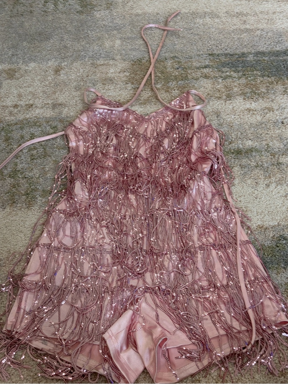 Girls' Pink Sequin Fringe Party Dress
